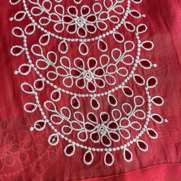 NIC+ZOE Red White Boho Hippie A-Line Skirt Silky Zip Closure Size 10 (R8) - Picture 6 of 12